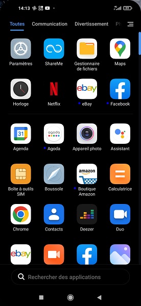 Ouvrir et organiser le tiroir d'applications